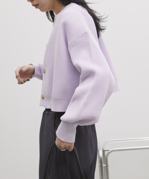 Aunt Marie's（アントマリーズ）の「【前後2WAY】クルーネッククロップドカラーカーデ（カーディガン/ボレロ・レディース・イエロー/ホワイト/ピンク/グレー/パープル/ブラック・FREE）」の11枚目の写真