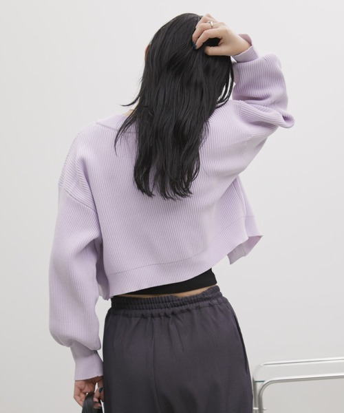 Aunt Marie's（アントマリーズ）の「【前後2WAY】クルーネッククロップドカラーカーデ（カーディガン/ボレロ・レディース・イエロー/ホワイト/ピンク/グレー/パープル/ブラック・FREE）」の13枚目の写真