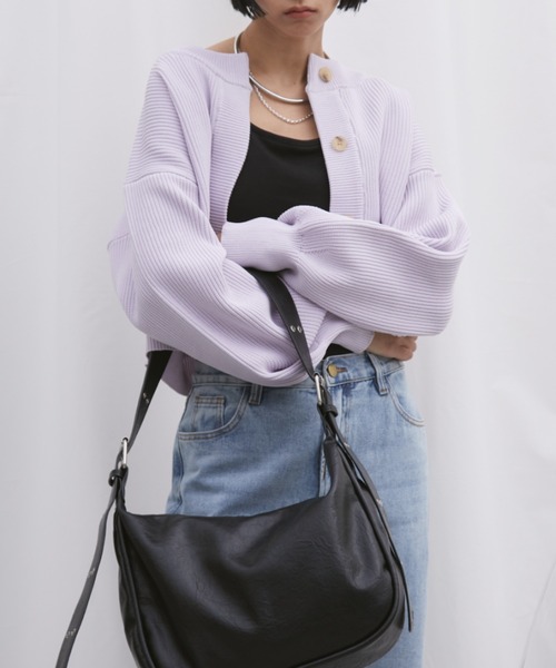 Aunt Marie's（アントマリーズ）の「【前後2WAY】クルーネッククロップドカラーカーデ（カーディガン/ボレロ・レディース・イエロー/ホワイト/ピンク/グレー/パープル/ブラック・FREE）」の18枚目の写真