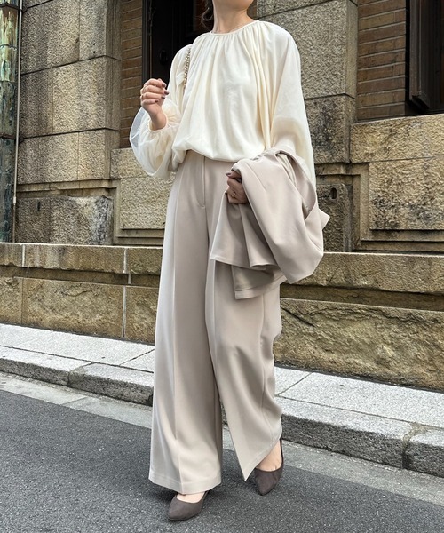 DouDou（ドゥドゥ）の「【オケージョン対応】【WEB限定】ダブルクロスワイドパンツ（その他パンツ・レディース・ブラック/ライトベージュ・36/38）」の14枚目の写真