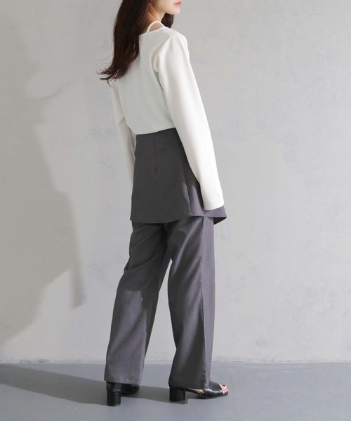 cheriella(シェリエラ)の「【cheriella】WEB限定カットジョーゼットキャミレイヤードトップス WEB LIMITED CUT GEORGETTE CAMI LAYERED TOPS(Tシャツ/カットソー・レディース・ブラウン/ブラック/ホワイト/ブルー・M)」の6枚目の写真