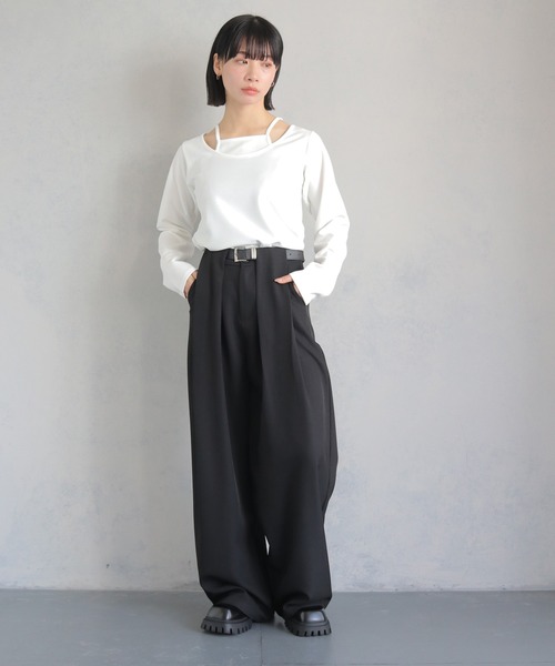 cheriella(シェリエラ)の「【cheriella】WEB限定カットジョーゼットキャミレイヤードトップス WEB LIMITED CUT GEORGETTE CAMI LAYERED TOPS(Tシャツ/カットソー・レディース・ブラウン/ブラック/ホワイト/ブルー・M)」の8枚目の写真