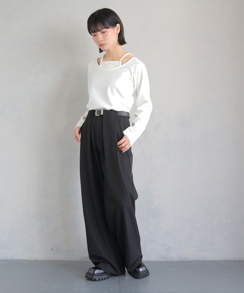 cheriella(シェリエラ)の「【cheriella】WEB限定カットジョーゼットキャミレイヤードトップス WEB LIMITED CUT GEORGETTE CAMI LAYERED TOPS(Tシャツ/カットソー・レディース・ブラウン/ブラック/ホワイト/ブルー・M)」の7枚目の写真