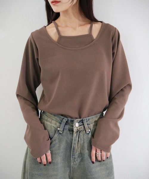 cheriella(シェリエラ)の「【cheriella】WEB限定カットジョーゼットキャミレイヤードトップス WEB LIMITED CUT GEORGETTE CAMI LAYERED TOPS(Tシャツ/カットソー・レディース・ブラウン/ブラック/ホワイト/ブルー・M)」の18枚目の写真