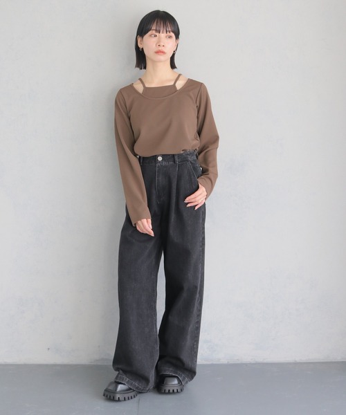 cheriella(シェリエラ)の「【cheriella】WEB限定カットジョーゼットキャミレイヤードトップス WEB LIMITED CUT GEORGETTE CAMI LAYERED TOPS(Tシャツ/カットソー・レディース・ブラウン/ブラック/ホワイト/ブルー・M)」の21枚目の写真