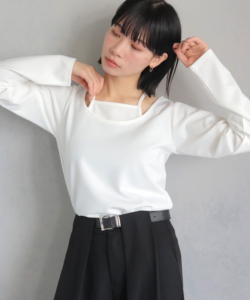 cheriella(シェリエラ)の「【cheriella】WEB限定カットジョーゼットキャミレイヤードトップス WEB LIMITED CUT GEORGETTE CAMI LAYERED TOPS(Tシャツ/カットソー・レディース・ブラウン/ブラック/ホワイト/ブルー・M)」の13枚目の写真