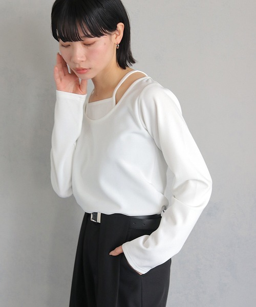 cheriella(シェリエラ)の「【cheriella】WEB限定カットジョーゼットキャミレイヤードトップス WEB LIMITED CUT GEORGETTE CAMI LAYERED TOPS(Tシャツ/カットソー・レディース・ブラウン/ブラック/ホワイト/ブルー・M)」の11枚目の写真