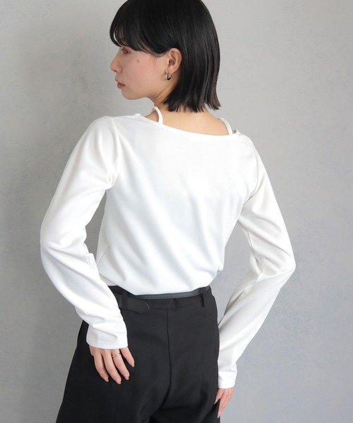 cheriella(シェリエラ)の「【cheriella】WEB限定カットジョーゼットキャミレイヤードトップス WEB LIMITED CUT GEORGETTE CAMI LAYERED TOPS(Tシャツ/カットソー・レディース・ブラウン/ブラック/ホワイト/ブルー・M)」の9枚目の写真