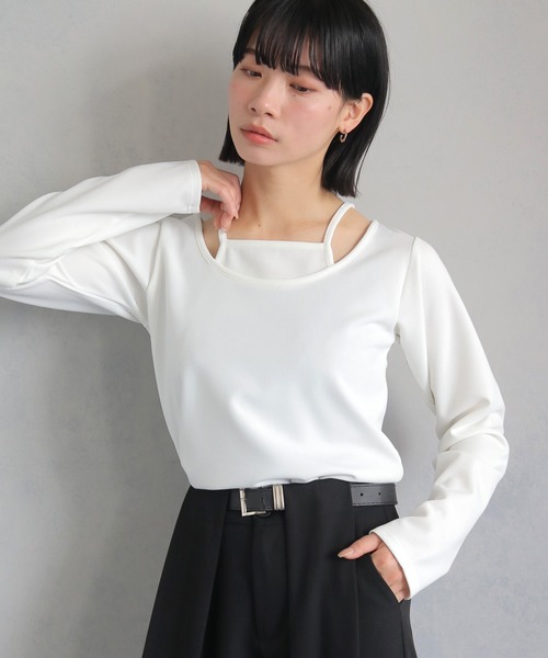 cheriella(シェリエラ)の「【cheriella】WEB限定カットジョーゼットキャミレイヤードトップス WEB LIMITED CUT GEORGETTE CAMI LAYERED TOPS(Tシャツ/カットソー・レディース・ブラウン/ブラック/ホワイト/ブルー・M)」の15枚目の写真
