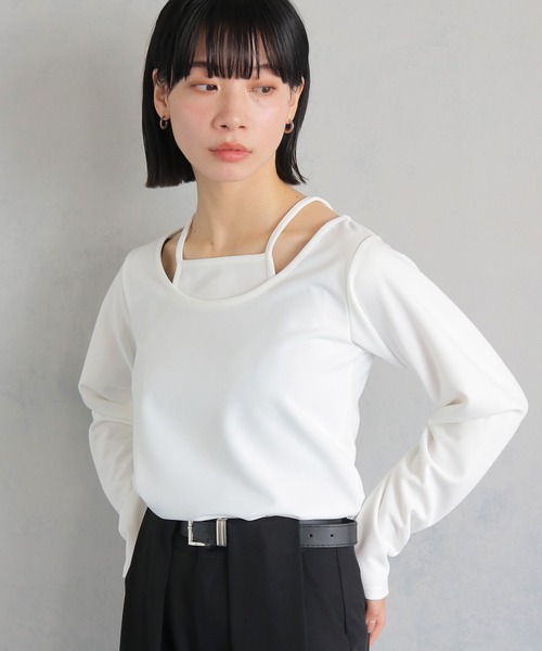 cheriella(シェリエラ)の「【cheriella】WEB限定カットジョーゼットキャミレイヤードトップス WEB LIMITED CUT GEORGETTE CAMI LAYERED TOPS(Tシャツ/カットソー・レディース・ブラウン/ブラック/ホワイト/ブルー・M)」の16枚目の写真