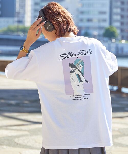 TIMELY WARNING（タイムリーワーニング）の「アソートSFG S/S TEE / ガール ヘッドフォン キャップ クルーネック 半袖 ショートスリーブ（Tシャツ/カットソー・メンズ・C/ブラック/B/A/ホワイト/F/E/D/その他2/G/H/その他1・LARGE/MEDIUM）」の4枚目の写真