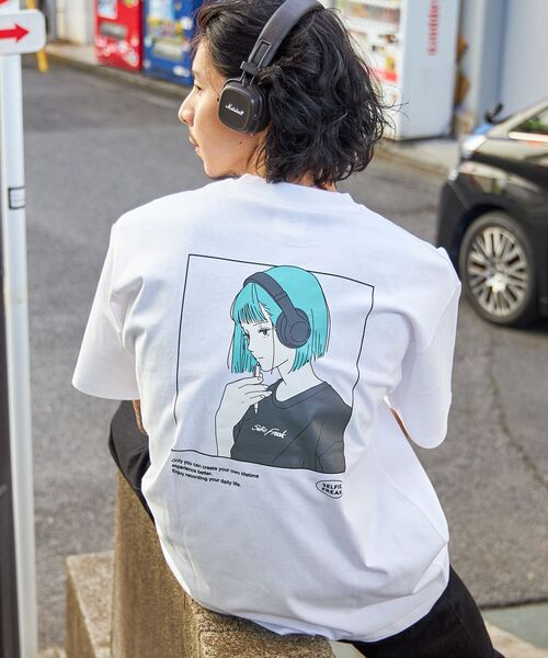 TIMELY WARNING（タイムリーワーニング）の「アソートSFG S/S TEE / ガール ヘッドフォン キャップ クルーネック 半袖 ショートスリーブ（Tシャツ/カットソー・メンズ・C/ブラック/B/A/ホワイト/F/E/D/その他2/G/H/その他1・LARGE/MEDIUM）」の2枚目の写真