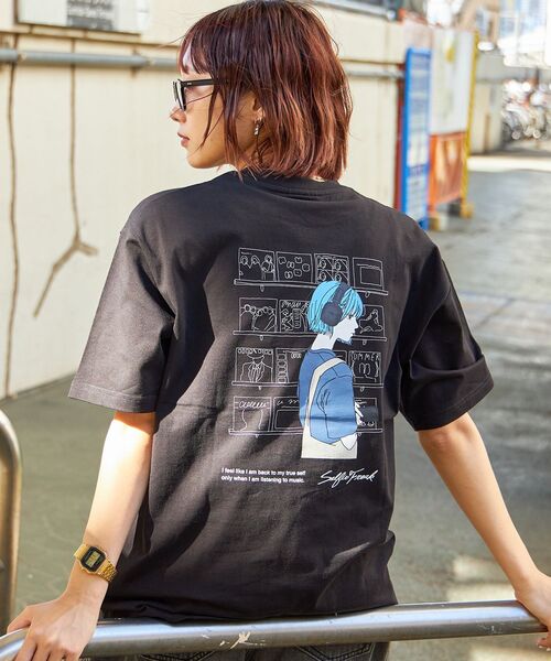 TIMELY WARNING（タイムリーワーニング）の「アソートSFG S/S TEE / ガール ヘッドフォン キャップ クルーネック 半袖 ショートスリーブ（Tシャツ/カットソー・メンズ・C/ブラック/B/A/ホワイト/F/E/D/その他2/G/H/その他1・LARGE/MEDIUM）」の9枚目の写真