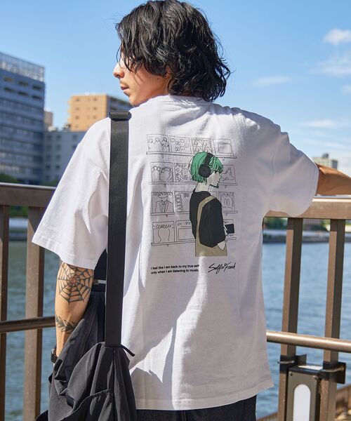 TIMELY WARNING（タイムリーワーニング）の「アソートSFG S/S TEE / ガール ヘッドフォン キャップ クルーネック 半袖 ショートスリーブ（Tシャツ/カットソー・メンズ・C/ブラック/B/A/ホワイト/F/E/D/その他2/G/H/その他1・LARGE/MEDIUM）」の10枚目の写真