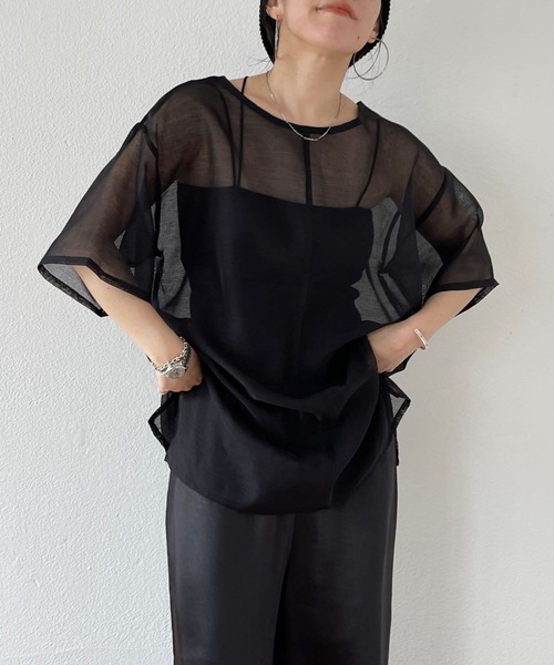 OMMO BLOCKING SHEER TOP シアートップス OMMO BLOCKING SHEER TOP シアートップス（OMMO tシャツ BALLOON