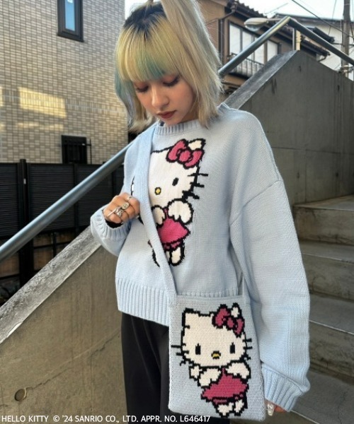 Candy Stripper(キャンディストリッパー)の「【HELLO KITTY×Candy Stripper】ANGEL HELLO KITTY KNIT SHOULDER バッグ(ショルダーバッグ・レディース・ライトブルー/ブラック/ピンク・FREE)」の16枚目の写真