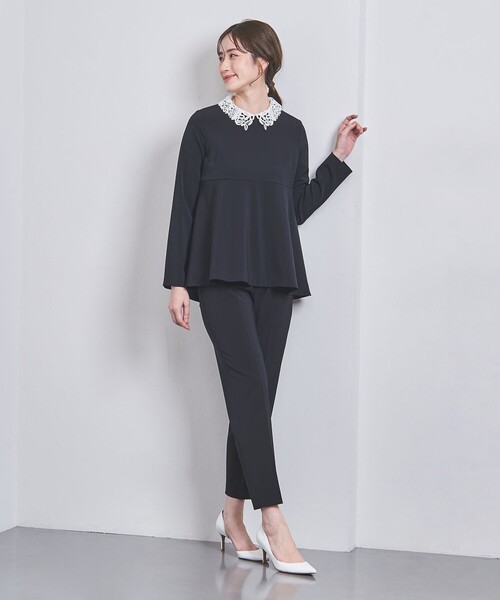 美品♡ユナイテッドアローズ2wayブラウス黒ペプラムカットソー キレイめフレアD 2WAY ブラウス