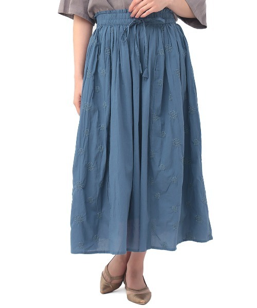 チチカカ（チチカカ）の「フラワー刺繍スカート【大きいサイズ】（スカート・レディース・イエロー/ブルーグレー/ホワイト・3L）」の18枚目の写真