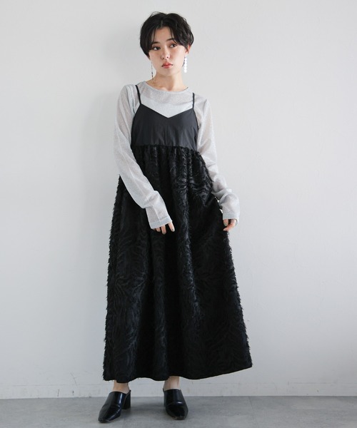 RAGEBLUE（レイジブルー）の「フリンジキャミワンピース（ワンピース・レディース・ホワイト/ブラック・FREE）」の4枚目の写真