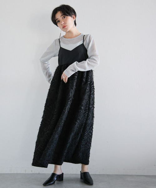 RAGEBLUE（レイジブルー）の「フリンジキャミワンピース（ワンピース・レディース・ホワイト/ブラック・FREE）」の5枚目の写真