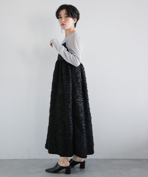 RAGEBLUE（レイジブルー）の「フリンジキャミワンピース（ワンピース・レディース・ホワイト/ブラック・FREE）」の6枚目の写真