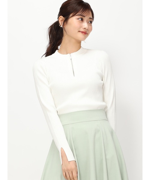 MISCH MASCH(ミッシュマッシュ)の「ジップアップリブニット/MM418305(ニット/セーター・レディース・ブラック/ライトブルー/ホワイト・フリ-)」の12枚目の写真