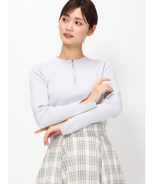 MISCH MASCH(ミッシュマッシュ)の「ジップアップリブニット/MM418305(ニット/セーター・レディース・ブラック/ライトブルー/ホワイト・フリ-)」の5枚目の写真