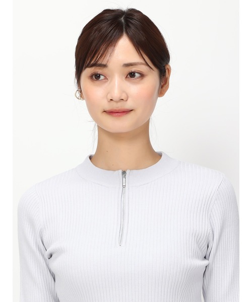 MISCH MASCH(ミッシュマッシュ)の「ジップアップリブニット/MM418305(ニット/セーター・レディース・ブラック/ライトブルー/ホワイト・フリ-)」の8枚目の写真