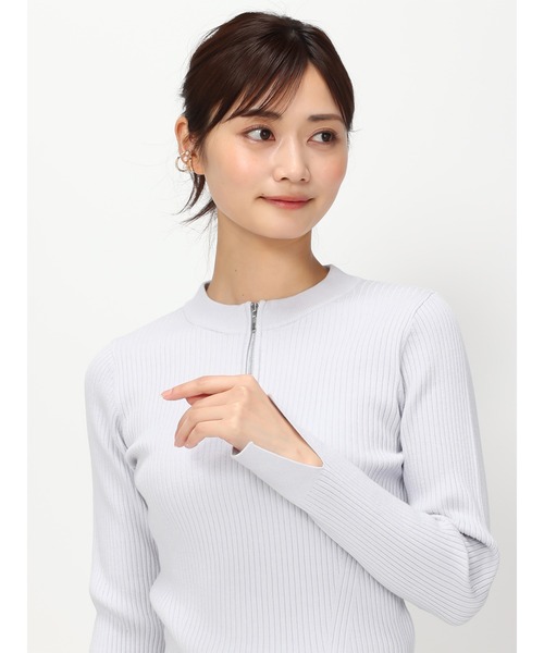 MISCH MASCH(ミッシュマッシュ)の「ジップアップリブニット/MM418305(ニット/セーター・レディース・ブラック/ライトブルー/ホワイト・フリ-)」の9枚目の写真