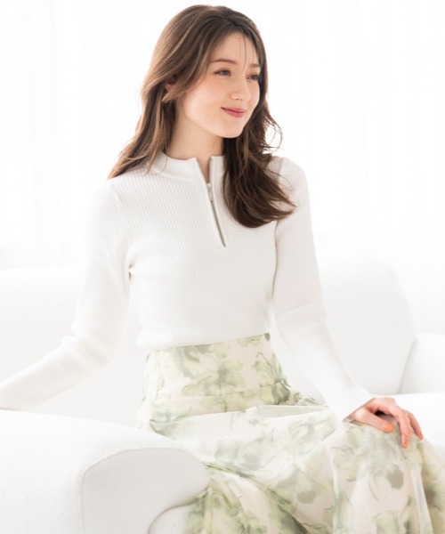 MISCH MASCH(ミッシュマッシュ)の「ジップアップリブニット/MM418305(ニット/セーター・レディース・ブラック/ライトブルー/ホワイト・フリ-)」の15枚目の写真