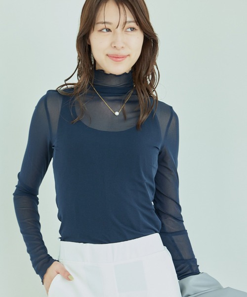 Jayro(ジャイロ)の「ハイネックシアーインナー(Tシャツ/カットソー・レディース・ラベンダー/マスタード/ブラック/チャコールグレー/グリーン/ホワイト系その他2/ピンク系その他/ブルー/ピンク/ネイビー/ホワイト系その他/ブルー系その他5/ライトグリーン・FREE)」の8枚目の写真