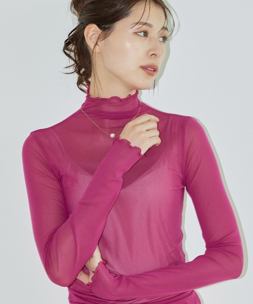 Jayro(ジャイロ)の「ハイネックシアーインナー(Tシャツ/カットソー・レディース・ラベンダー/マスタード/ブラック/チャコールグレー/グリーン/ホワイト系その他2/ピンク系その他/ブルー/ピンク/ネイビー/ホワイト系その他/ブルー系その他5/ライトグリーン・FREE)」の13枚目の写真