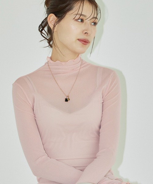 Jayro(ジャイロ)の「ハイネックシアーインナー(Tシャツ/カットソー・レディース・ラベンダー/マスタード/ブラック/チャコールグレー/グリーン/ホワイト系その他2/ピンク系その他/ブルー/ピンク/ネイビー/ホワイト系その他/ブルー系その他5/ライトグリーン・FREE)」の12枚目の写真