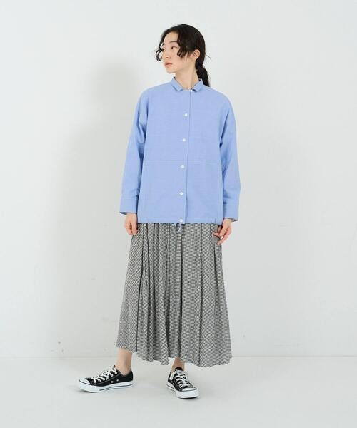 conges payes ADIEU TRISTESSE(コンジェ ペイエ アデュートリステス)の「タイプライターシャーリングシャツ(シャツ/ブラウス・レディース・ブルー/チャコールグレー/ベージュ・38)」の9枚目の写真