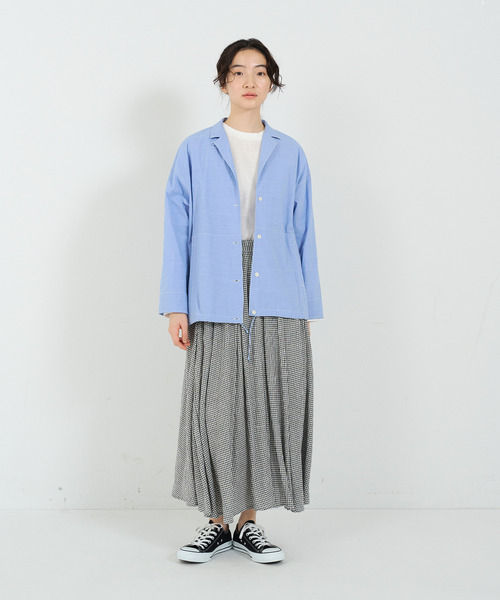 conges payes ADIEU TRISTESSE(コンジェ ペイエ アデュートリステス)の「タイプライターシャーリングシャツ(シャツ/ブラウス・レディース・ブルー/チャコールグレー/ベージュ・38)」の7枚目の写真