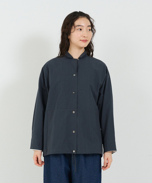 conges payes ADIEU TRISTESSE(コンジェ ペイエ アデュートリステス)の「タイプライターシャーリングシャツ(シャツ/ブラウス・レディース・ブルー/チャコールグレー/ベージュ・38)」の5枚目の写真