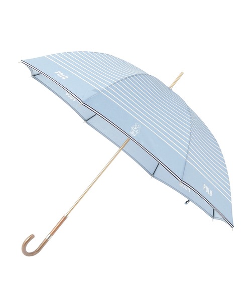 【未使用品】ポロラルフローレン ボーダー 長傘 ホワイト×ブルー 長傘 雨傘 ツイルボーダー（長傘）｜POLO RALPH LAUREN（ポロ ラルフ
