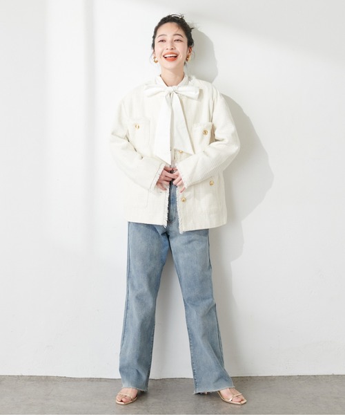 natural couture（ナチュラルクチュール）の「ツイードジャケット（テーラードジャケット・レディース・アイボリー/その他1/その他2/その他3・FREE）」の9枚目の写真