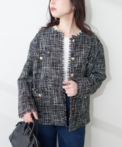 natural couture（ナチュラルクチュール）の「ツイードジャケット（テーラードジャケット・レディース・アイボリー/その他1/その他2/その他3・FREE）」の17枚目の写真