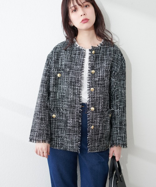 natural couture（ナチュラルクチュール）の「ツイードジャケット（テーラードジャケット・レディース・アイボリー/その他1/その他2/その他3・FREE）」の19枚目の写真