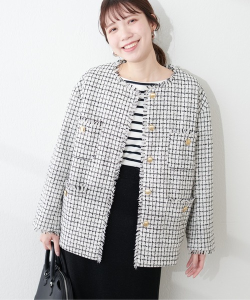 natural couture（ナチュラルクチュール）の「ツイードジャケット（テーラードジャケット・レディース・アイボリー/その他1/その他2/その他3・FREE）」の12枚目の写真