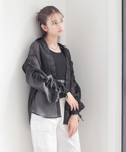 BISKEE（ビスキー）の「シャーリングスリーブ シアーシャツ(140cm~160cm)（シャツ/ブラウス・キッズ・ピンク/ブラック・140cm/160cm/150cm）」の19枚目の写真