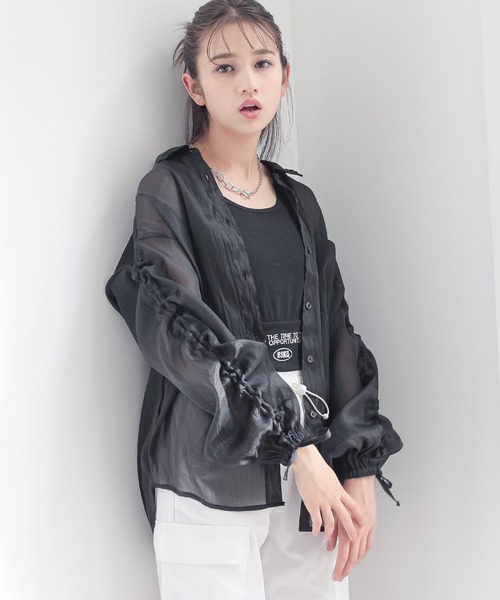 BISKEE（ビスキー）の「シャーリングスリーブ シアーシャツ(140cm~160cm)（シャツ/ブラウス・キッズ・ピンク/ブラック・140cm/160cm/150cm）」の20枚目の写真