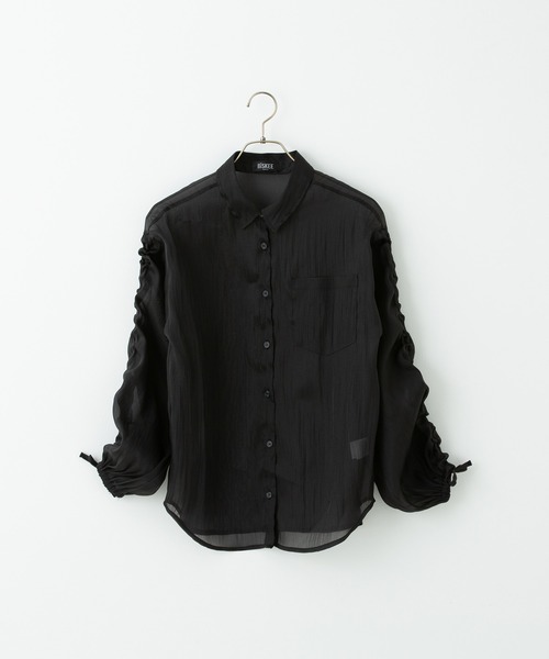 BISKEE（ビスキー）の「シャーリングスリーブ シアーシャツ(140cm~160cm)（シャツ/ブラウス・キッズ・ピンク/ブラック・140cm/160cm/150cm）」の14枚目の写真