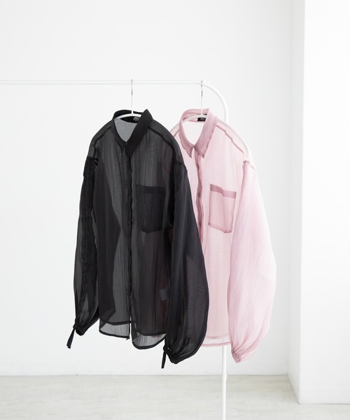 BISKEE（ビスキー）の「シャーリングスリーブ シアーシャツ(140cm~160cm)（シャツ/ブラウス・キッズ・ピンク/ブラック・140cm/160cm/150cm）」の5枚目の写真