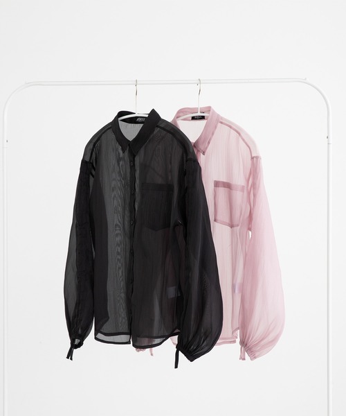 BISKEE（ビスキー）の「シャーリングスリーブ シアーシャツ(140cm~160cm)（シャツ/ブラウス・キッズ・ピンク/ブラック・140cm/160cm/150cm）」の6枚目の写真