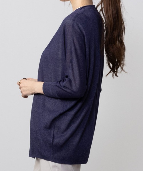 HusHusH(ハッシュアッシュ)の「HusHusH ハッシュアッシュ リネンライク着流しカーディガン(カーディガン/ボレロ・レディース・イエロー系その他/ネイビー/ホワイト・M/L/S)」の6枚目の写真