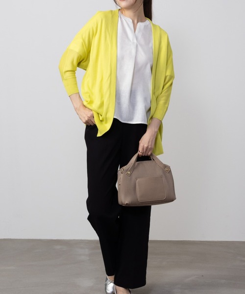 HusHusH(ハッシュアッシュ)の「HusHusH ハッシュアッシュ リネンライク着流しカーディガン(カーディガン/ボレロ・レディース・イエロー系その他/ネイビー/ホワイト・M/L/S)」の8枚目の写真