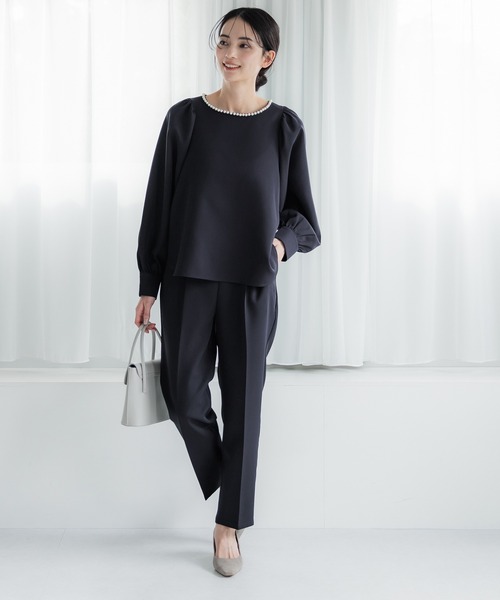 coca(coca)(コカ)の「セットアップ対応タックテーパードパンツ(スラックス・レディース・ネイビー/グレイッシュベージュ・L/M)」の8枚目の写真