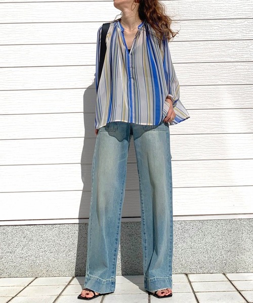 Q(キュー)の「ストライプエアシャインブラウス(シャツ/ブラウス・レディース・ピンク系/ブルー系/イエロー系・MEDIUM)」の13枚目の写真